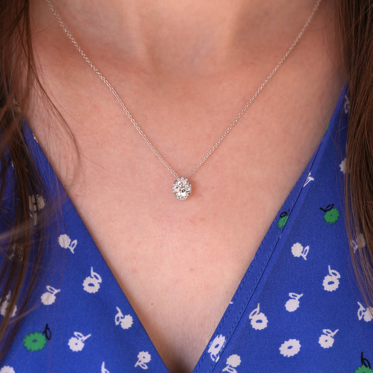 Ellipse Diamond Pendant in 18k White Gold
