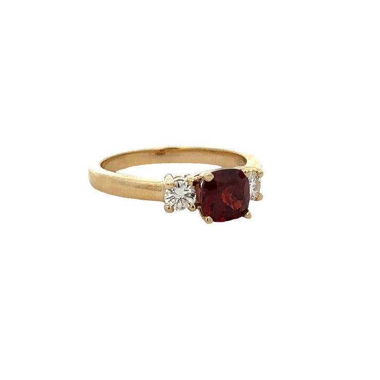 Garnet and Diamond Ring in Yellow Gold