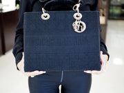 Pre-Owned Christian Dior Medium D-Lite Cannage Embroidered Canvas Handbag