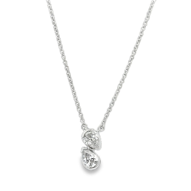 Pear Shape Diamond Necklace in White Gold