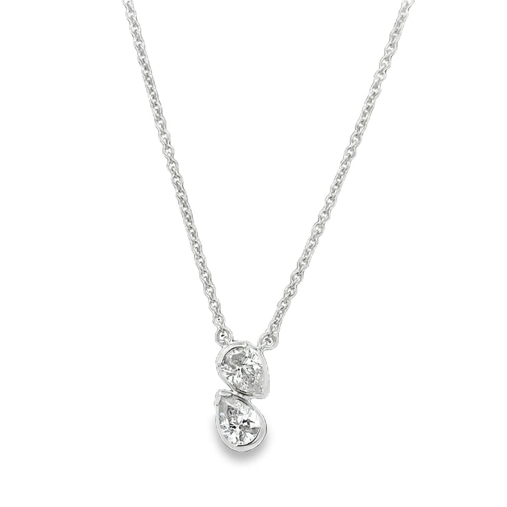 Pear Shape Diamond Necklace in White Gold
