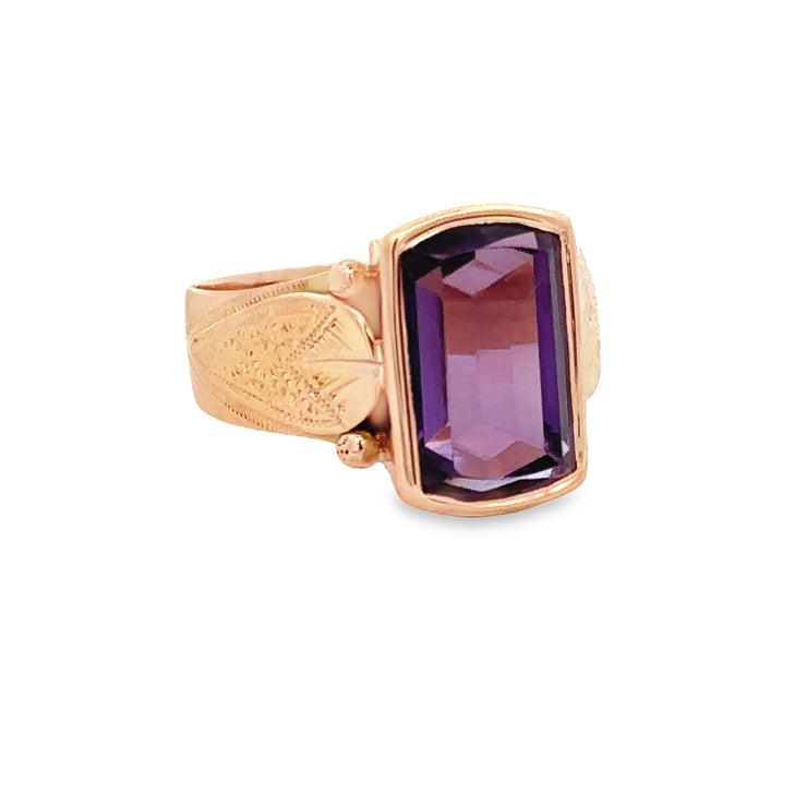 Antique Victorian Amethyst Ring in Yellow Gold Size 11.25