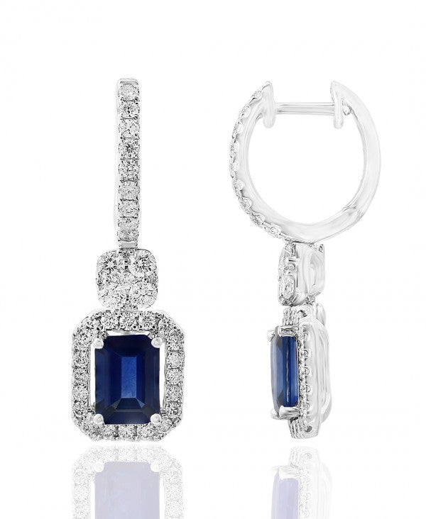 Sapphire and Diamond Earrings in 18k White Gold