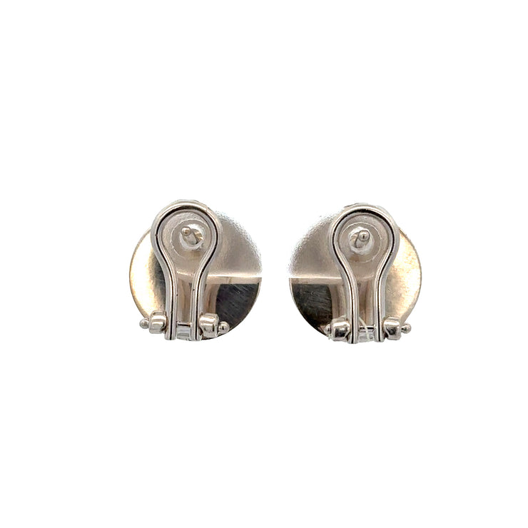 Brushed Satin Ball Earrings in White Gold