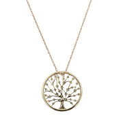 Diamond Accented Tree of Life Pendant in Yellow Gold