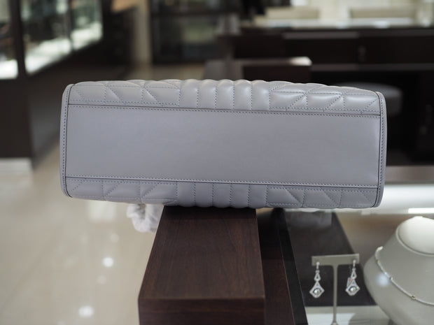 Gucci Quilted Gray Calfskin Leather Tote Bag