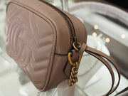 Pre-owned Gucci Calfskin Matelasse Small GG Marmont Chain Shoulder Bag Porcelain Rose