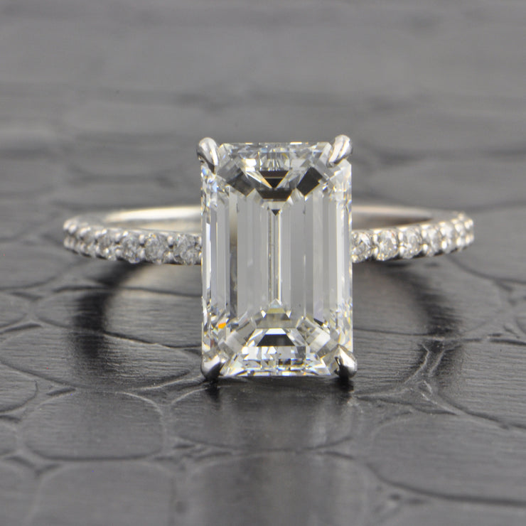 3.01 ct. Emerald Cut Diamond Engagement Ring in Platinum