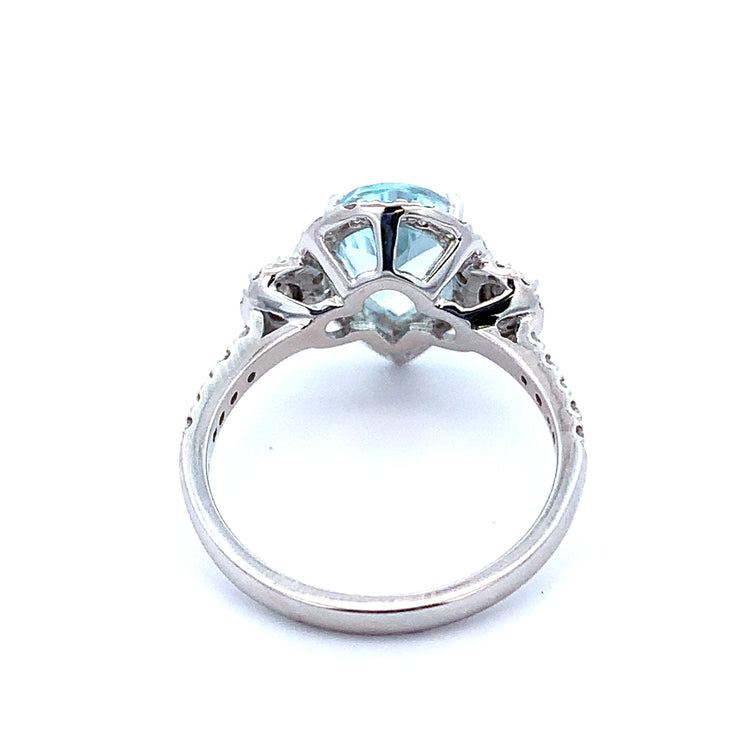 Pear Cut Aquamarine and Diamond Ring