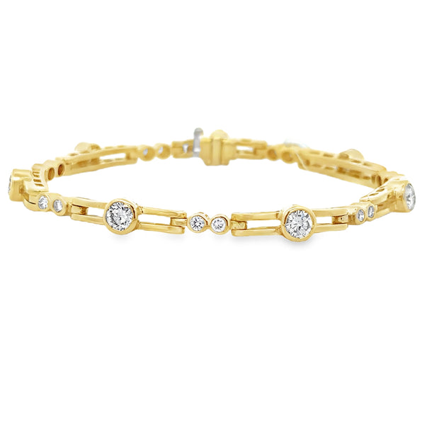 2.30 CTW Bezel Set Diamond Bracelet in Yellow Gold