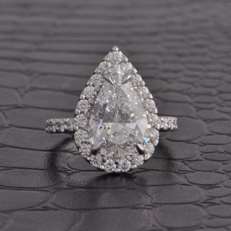GIA 3.90 ct. Pear Cut Diamond Engagement Ring in White Gold