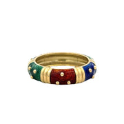 Hildago Enameled Band in 18k Yellow Gold Size 7.25