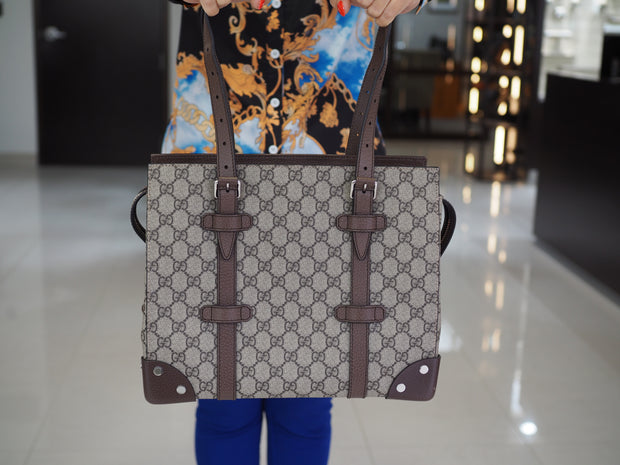 Gucci GG Coated Canvas Buckle Travel Tote