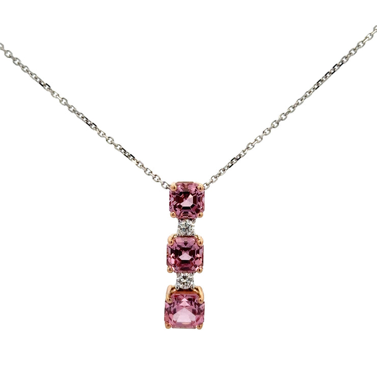 Pink Spinel and Diamond Pendant in White Gold