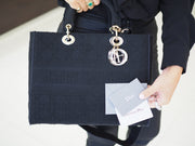 Pre-Owned Christian Dior Medium D-Lite Cannage Embroidered Canvas Handbag