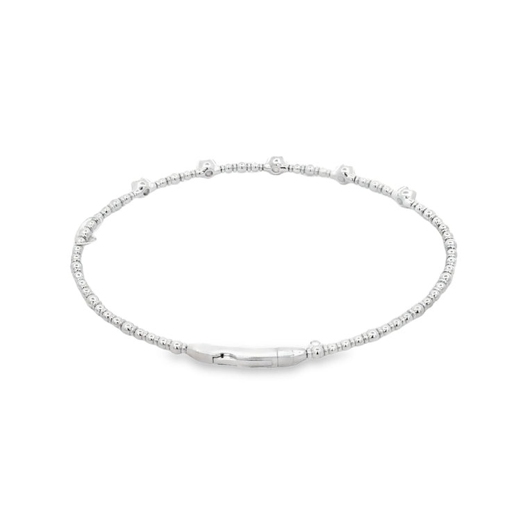 Flexible Diamond Bangle Bracelet in White Gold