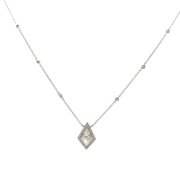 Unique Kite Shape Diamond Pendant in White Gold