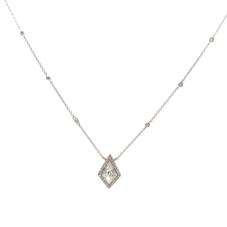 Unique Kite Shape Diamond Pendant in White Gold