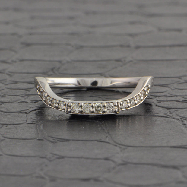 Art Deco Inspired Emerald and Diamond Ring & Band in 18k White Gold